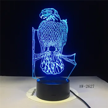 Полски Герб Polska 3D Оптична илюзия USB Светлина Начало Декор Полски Орел, Сокол Led Новост Настолна Нощна Лампа AW-2627