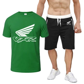 2022 VFR Състезателна Марка Мъжки Ежедневни Спортни облекла с Принтом, Костюм за фитнес, Спортна Тениска с къси ръкави + Панталони, комплект от 2 теми