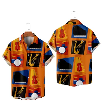 Мъжки хавайска тениска Y2K Hombre, Модерна Риза с Възпроизвеждане на 3D Принтом, Уютна Ежедневни Плажни Дрехи Големи Размери, с Къс Ръкав, мъжки женска риза