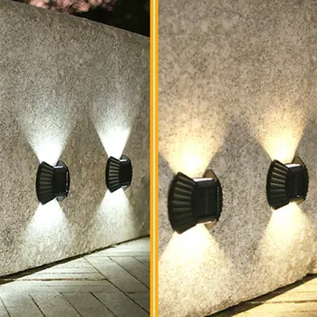 LED 2 Бр. Нагоре И Надолу, с монтиран на стената Лампа, Градински Декор Водоустойчива IP65 Слънчева Светлина на Уличното Осветление, Външна Слънчева Мощност Двор, Ограда Лампи