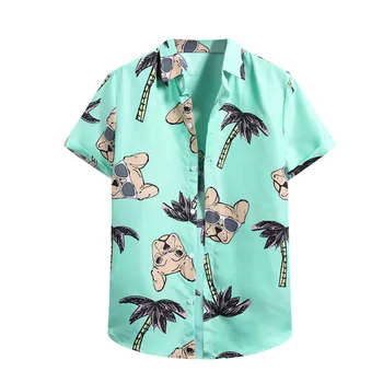 Мъжка Жилетка С Къс Ръкав, Хавайски Плажна Риза с Цветен Модел, Мъжка Риза с Висока Воротом, Ежедневни Летни Плажни Ризи с Цветен Модел За Мъже 2022
