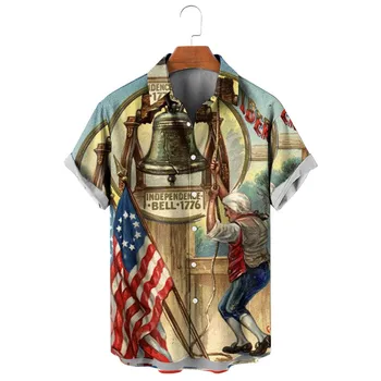 CLOOCL За Мужчин's Ризи За Момчета Мода Американски Флаг Ден на Независимостта Тениски С Принтом 3D Графичен Лятна Градинска Ropa Hombre