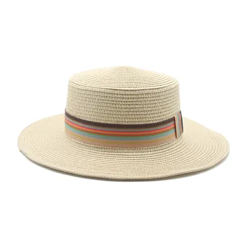 слънчеви шапки, дамски, мъжки ежедневни плоски шапки с широка периферия, райета летни шапки женски бяло черни каки плажни слънчеви летни шапки