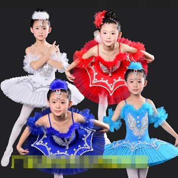 2018 Ново Синьо-бяло Балетное рокля-пакет за танци За момичета, Детски Балетное Рокля 