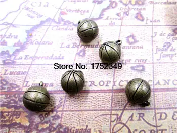 8 бр. - Баскетболни топки за окачване, Антикварни тибетски бронзови 3D баскетболни окачване 11 мм