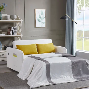 [Flash Deal]Разтегателен диван с двойно легло Лесно се монтира Удобно поддръжка на USB с висококачествена пяна и пружинна опора [В наличност в САЩ]