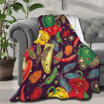 Тематично Фланелевое Одеяло със зеленчуци и плодове, Пъстър Свеж Чили на Дивана в Хола, Лесен Двоен Разтегателен диван за Деца и Възрастни