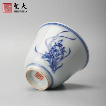 Shengda керамични чаена чаша кунг-фу, чай, ръчно изработени, чаена чаша Цзиндэчжэнь, сини и бели, 