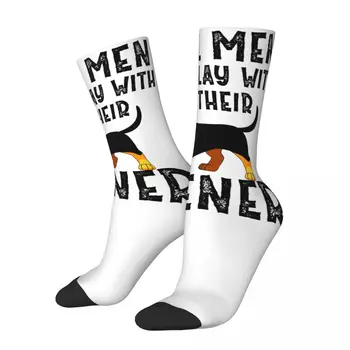 Забавен Луд Чорап за Мъжете, Истински Мъже Играят със своята Сосиской в стил хип-хоп, харадзюку, Наденица, Куче, Безшевни чорап с принтом за момчета, Екипаж