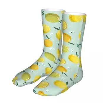 Мъжки Чорапи За Колоездене С Цветя, Лимон, Памучни Чорапи Със Забавна Сладък Плодов Модел, Дамски Чорапи