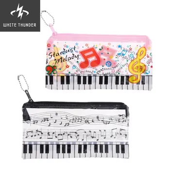 Музикална Нота се изпълнява пиано Клавиатура молив случай Пластмасова Прозрачна Чанта За Писалки Студентски Подарък 24BB