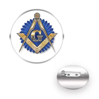 Classic Freemason Design брошка Brooches брошки женски големи Collar Пин Glass Convex Dome Accessories Gift
