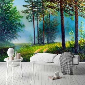 Ръчно рисувани горска река фонови 3d тапети за хола подобрения в дома тапети Боядисване на стенни рисувана коприна хартия 3d
