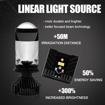 Лампа H4 фаровете на колата E32-T9 - това е универсален led източник на светлина, изработени от чип сдс и конденсаторной лещи, може да подаде 12 от 6000 До точка светлина