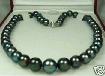 Натурален 9-10 мм черен сладководни култивирани кръгли перли, мъниста, колие за жени, майка, висококачествени модни бижута, 18 инча, MY4574