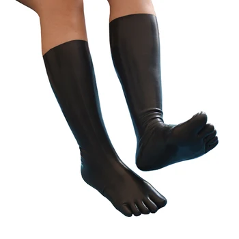 Латексови чорапи безшевни 3D чорапи за краката прилепнали чорапи до коляното черни чорапи с дълъг чучур
