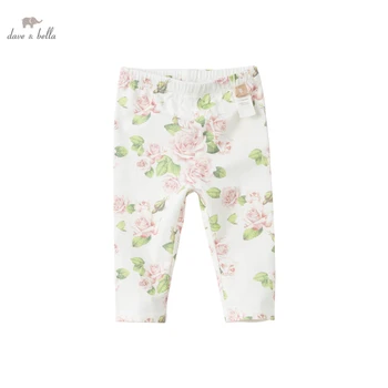 DB16701 дейв bella/ пролетни модни панталони с флорални принтом за малки момичета, детски панталони пълна дължина, панталони за деца