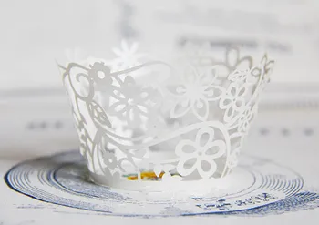 Безплатна Доставка бяла дантела необичайно цвете сватбена торта обвивка филигранный цвят хартиени цветя кифли чаша торта печене на чаша обвивка