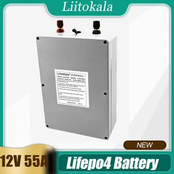 LiitoKala 12v 55Ah Дълбок Цикъл LiFePO4 Акумулаторна батерия 12,8 В 55ah Жизнените цикли 4000 с Вграден BMS за Слънчевата система