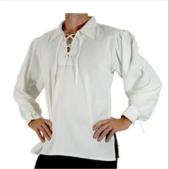 Средновековна Риза Мъжка Блуза С Дълъг ръкав Ретро Европейския Драматичен Спектакъл Пролетна Сцена