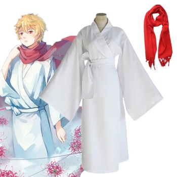 Аниме Noragami Yukine Cosplay Костюм Yukine Бяла престилка и кимоно сценично шоу и кимоно cosplay Мъжки и дамски халати