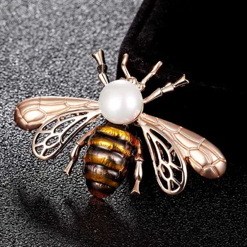 Zlxgirl бижута Жълт Емайл Пчела насекомо Игли Костюм Шал Дрехите Корсаж за Бижута на Жените и Мъжете Детски Подаръци имитация на перли брошки