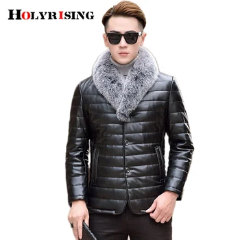 Мъжко зимно кожа палто с подвижна естествена кожа, 90% бял утиный пух, мъжко зимно палто от изкуствена кожа M-4XL яке за мъже 204