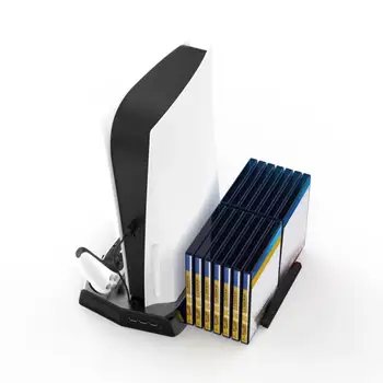 Быстроразъемная Поставка за Вентилатора за Охлаждане Вертикална зарядно устройство ще захранване на Черна Станция Вентилатор, Охладител с 3 Порта Център за PS5 Digital Edition