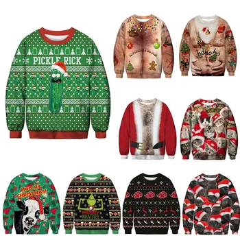 Новост, Забавни Коледни Пуловери С 3D Дигитален Печат, Коледни Пуловери За Мъже И Жени, Унисекс, през Цялата Силует, Дълъг Ръкав, Коледни Джъмпери, Върхове За Cosplay