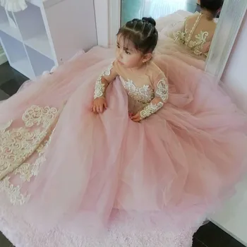 Принцеса рокля с цветя модел За Момичета, Детски Рокля с Цветни Листенца За Малки Момичета, Тюлевое Тържествена Сватбена премяна, Сватбена Тюлевое Вечерна Рокля