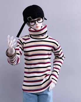 Облекло за кукли BJD подходящ за размера на 1/3 1/4 popo68 вязаный шарен пуловер аксесоари за кукли