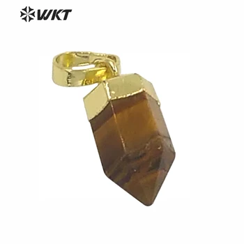WT-P1327 WKT търговия на едро с модни мини бижута малка тигрови очи куршум висулка кафяв цвят висулка с позлатените метални