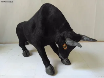 голям 31x8x16 см имитация на черен едър рогат добитък труден модел полиетилен и кожа от бик разчита, декорация на дома, подарък s1670