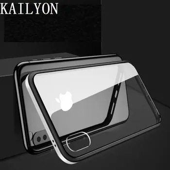 За iPhone XR XS X Луксозен калъф от Закалено стъкло + Метална Рамка + Хибриден Калъф от TPU за iPhone 7/8 Plus 6 6s plus, с Калъф Fundas