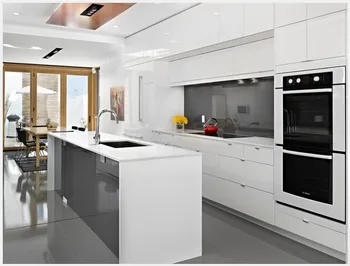 2016 нов дизайн античен бял гланцов лак кухненски шкафове модулна кухня остров кабина, отделно кухненски мебели