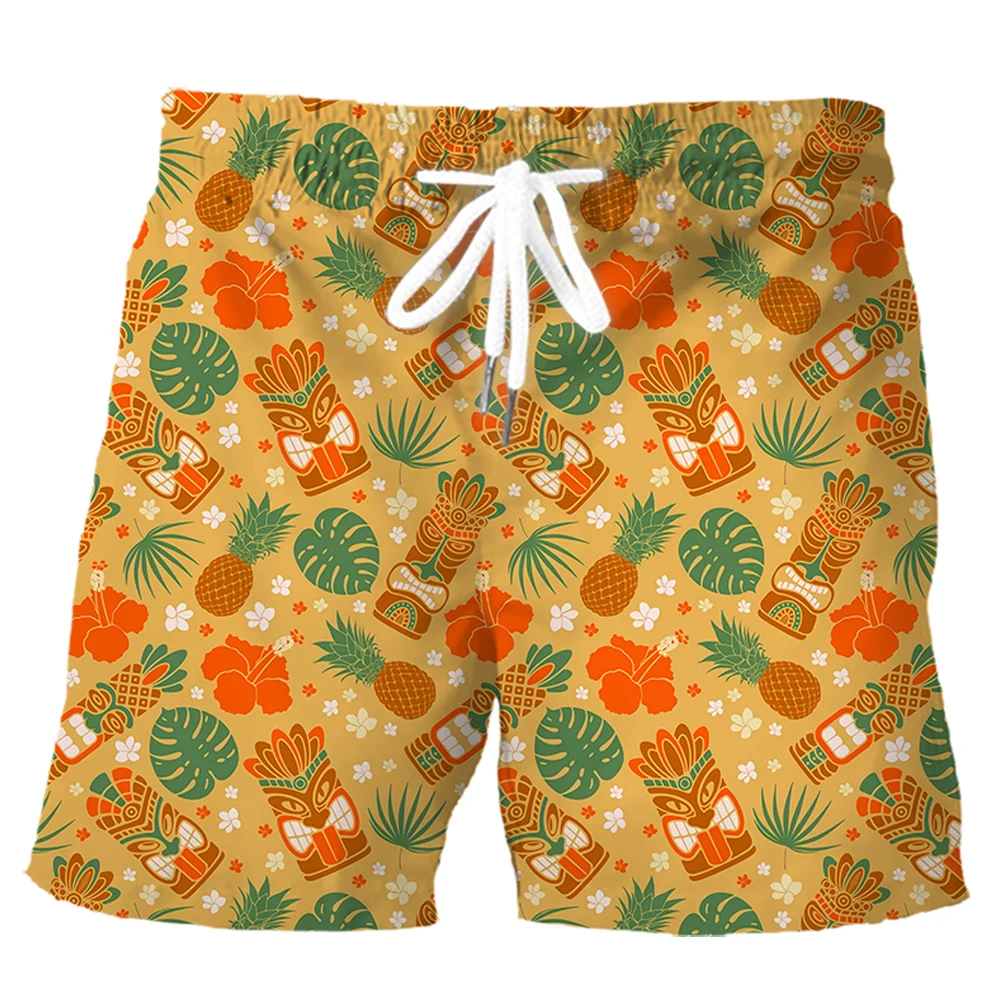 CLOOCL Модерен Мъжки къси Панталони Хавай Листа от Тропически Растения Маска Ананас 3D Печатни къси Панталони Летни Всекидневни Спортни Панталони Изображение 0