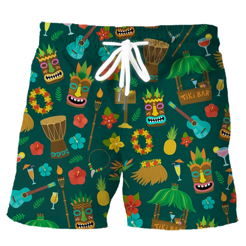 CLOOCL Модерен Мъжки къси Панталони Хавай Листа от Тропически Растения Маска Ананас 3D Печатни къси Панталони Летни Всекидневни Спортни Панталони Изображение 1