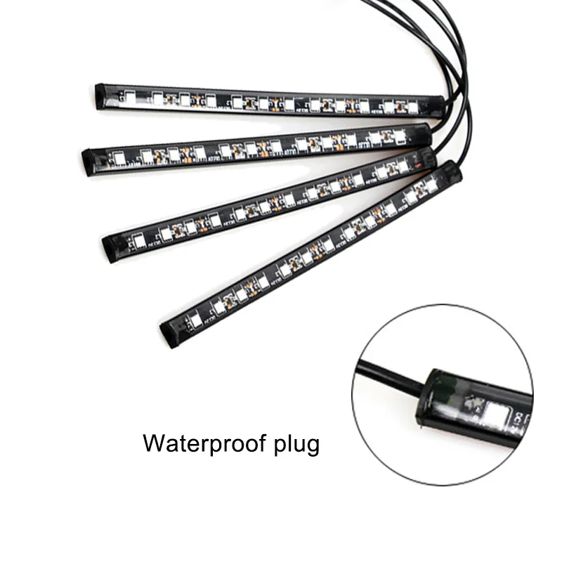 Kebidu 4 бр. Музикално Управление на Автомобили Декоративна Лампа USB Led Лента 12 5 В RGB 5050 SMD Водоустойчив Вътрешна Атмосферни лампа С Дистанционно Управление Изображение 1