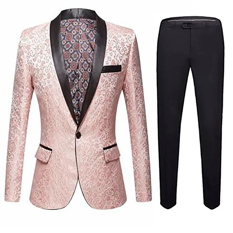 Европейският размер (сако + панталон Мъжки костюм Модна Жаккардовый Бизнес Италиански Стил Сватбена рокля за булката Комплект от 2 теми Изображение 0