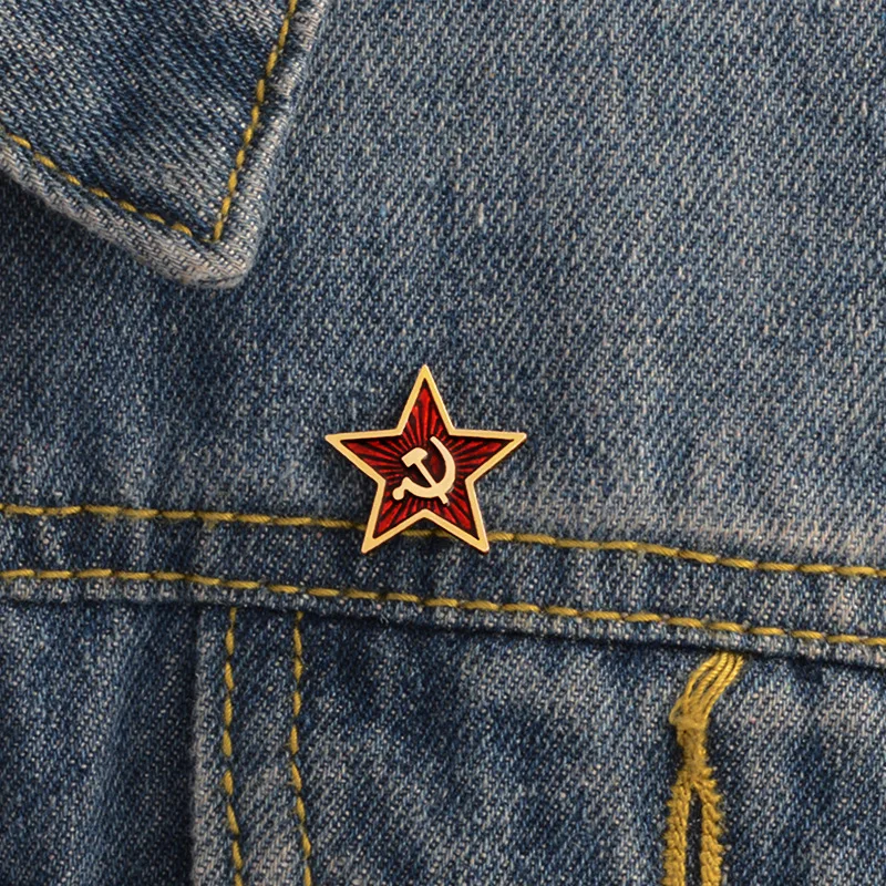 Ретро сърп и комунизма брошка съветския икона, символ на брошка Съветския марксистский логото на микро икона значка палто, шапка, Изображение 0