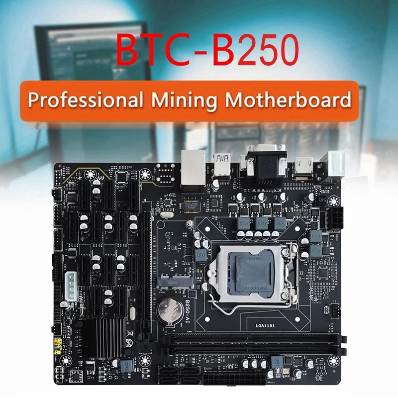 B250 V2.1 дънна Платка за майнинга БТК + термопаста 12XPCIE LGA1151 DDR4 MSATA USB3.0 дънна Платка за майнинга B250 ETH Изображение 3