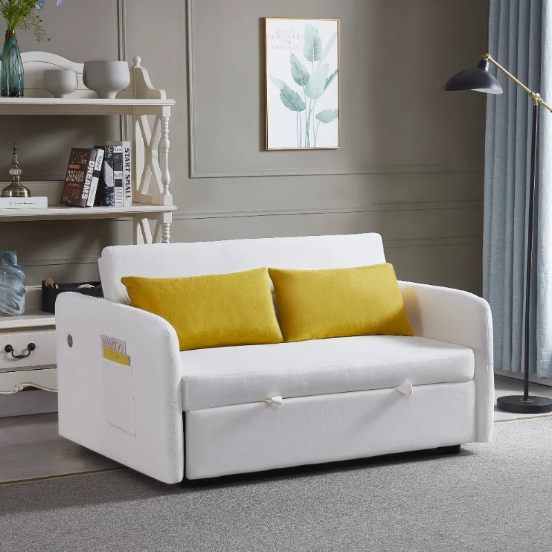[Flash Deal]Разтегателен диван с двойно легло Лесно се монтира Удобно поддръжка на USB с висококачествена пяна и пружинна опора [В наличност в САЩ] Изображение 2