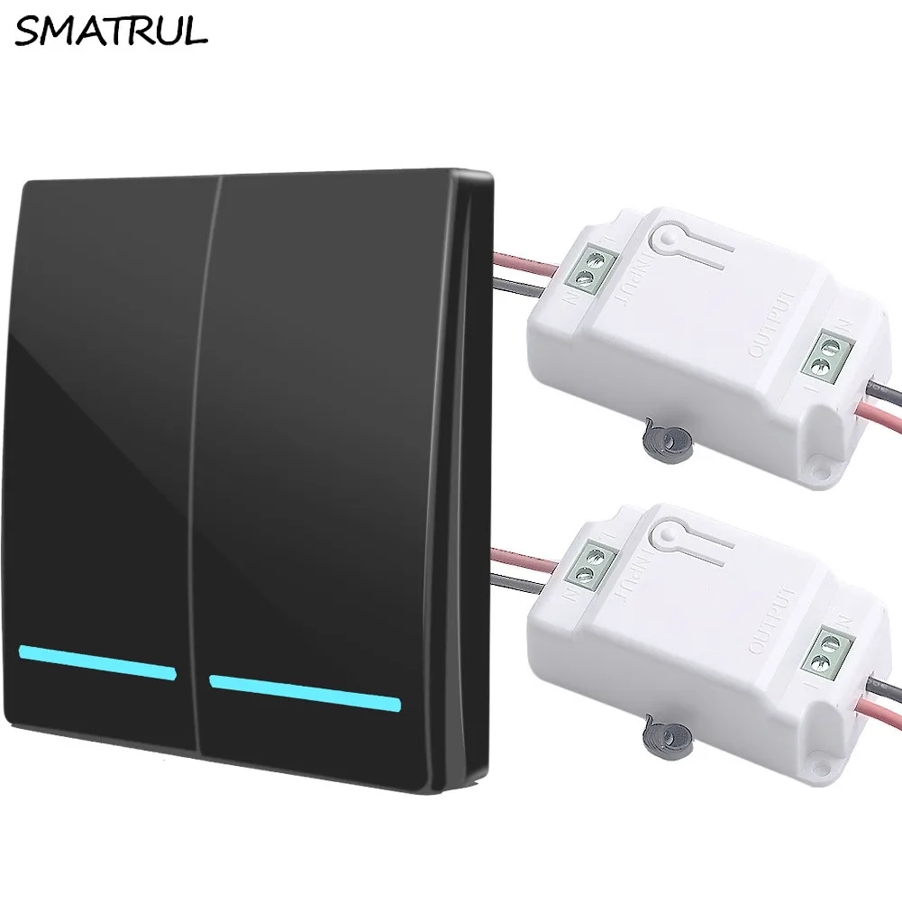 SMATRUL 433 Mhz Безжични Ключа на Светлината Smart Push RF Дистанционно Управление AC 110-220 В Приемника 50 М Стенни Панела бутон Спалня Лампа 1000 W Изображение 0