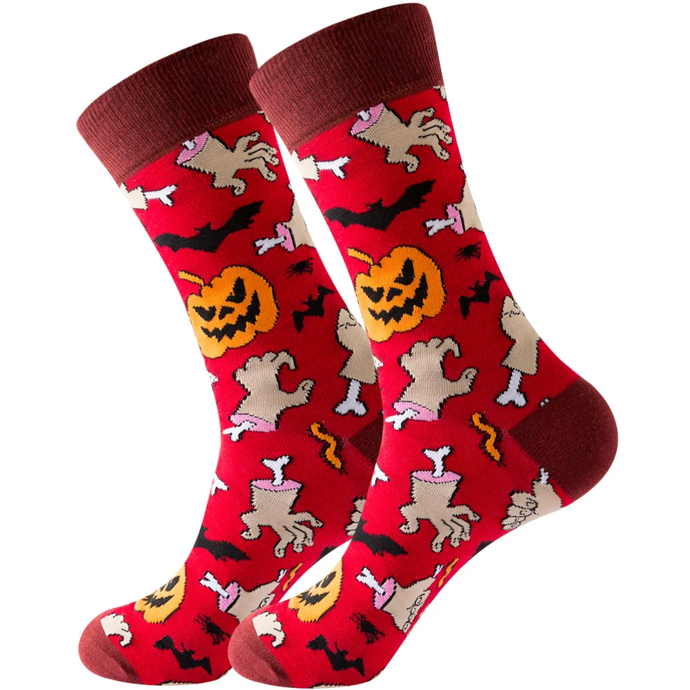 20 Двойки Анимационни Модни Мъжки Чорапи за Деня на вси Светии, Памучни Абсорбиращи Потта Чорапи със Средна Дължина За Момчета, Чорапи за Хелоуин, Есен-Зима Изображение 5