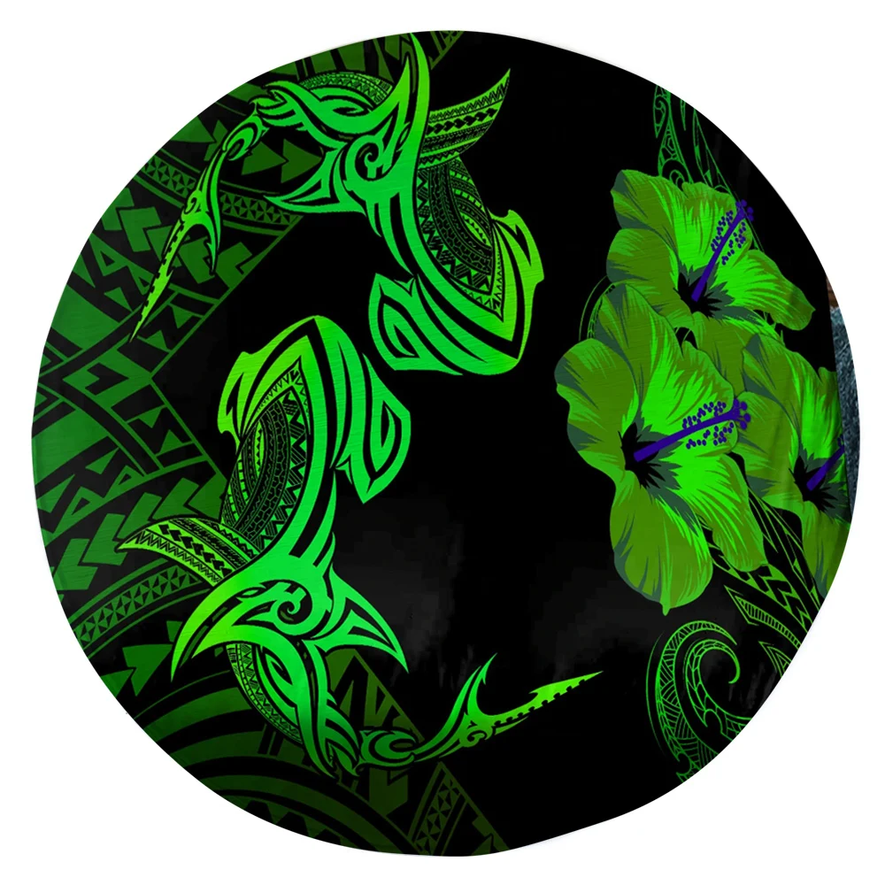 CLOOCL Полинезия Кръгли Подложки 3D Графичен Зелен Florla Кийт Костенурка Татуировки Модел Килими за Хола RugsDropShipping Изображение 0