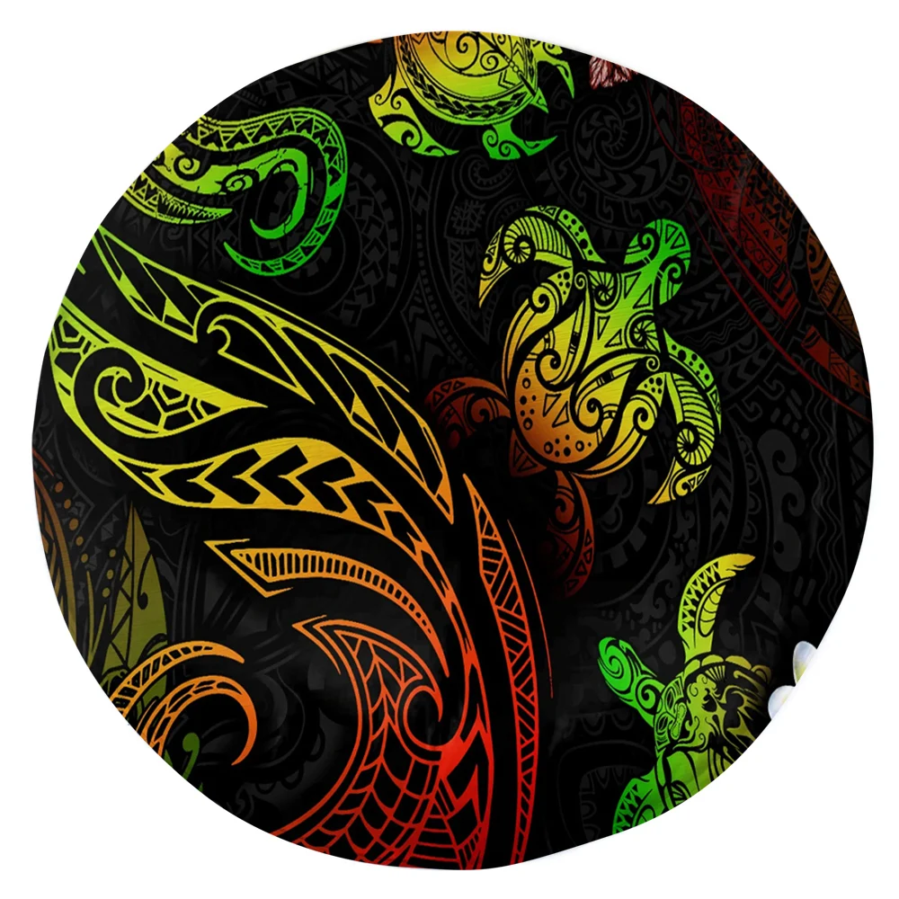 CLOOCL Полинезия Кръгли Подложки 3D Графичен Зелен Florla Кийт Костенурка Татуировки Модел Килими за Хола RugsDropShipping Изображение 1