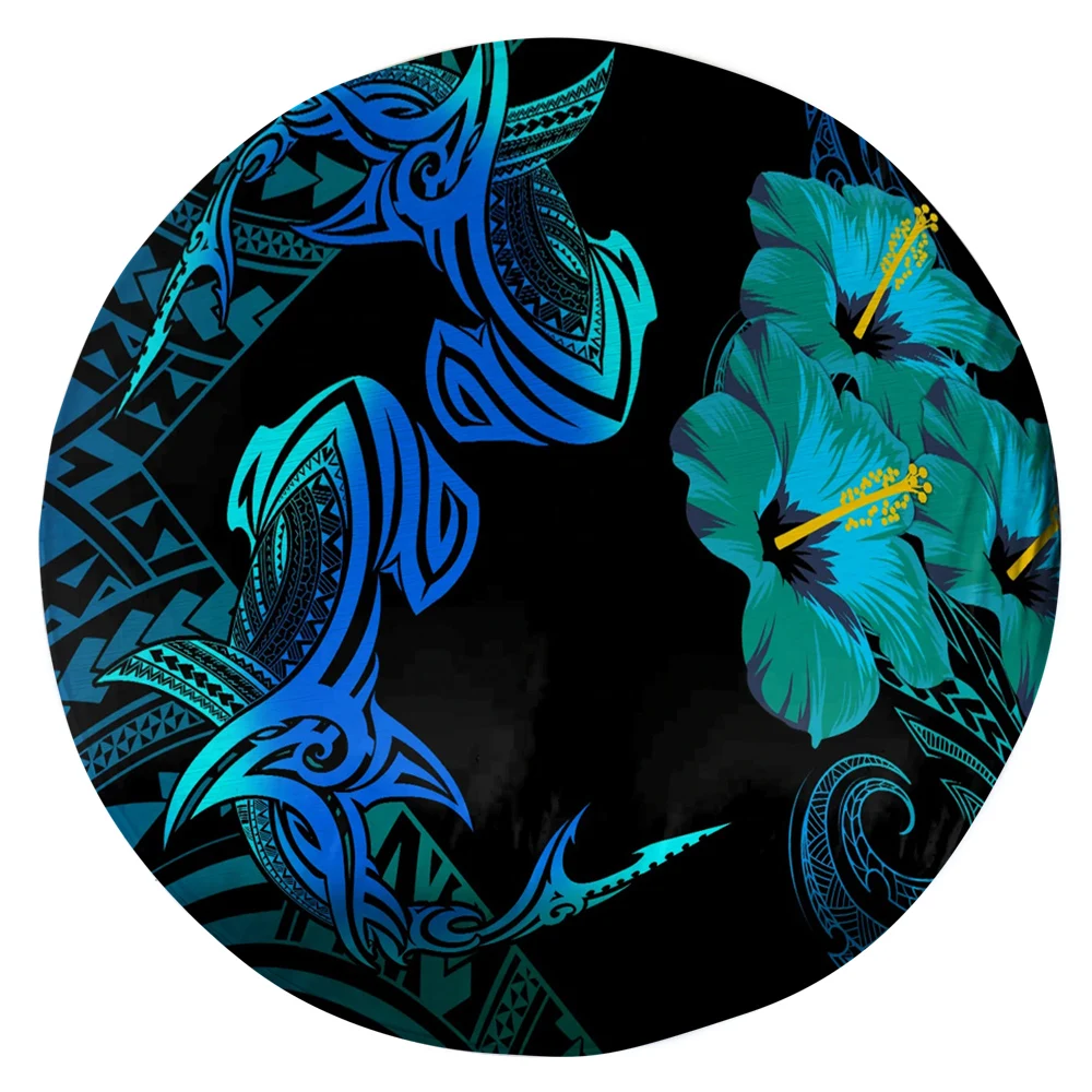CLOOCL Полинезия Кръгли Подложки 3D Графичен Зелен Florla Кийт Костенурка Татуировки Модел Килими за Хола RugsDropShipping Изображение 3