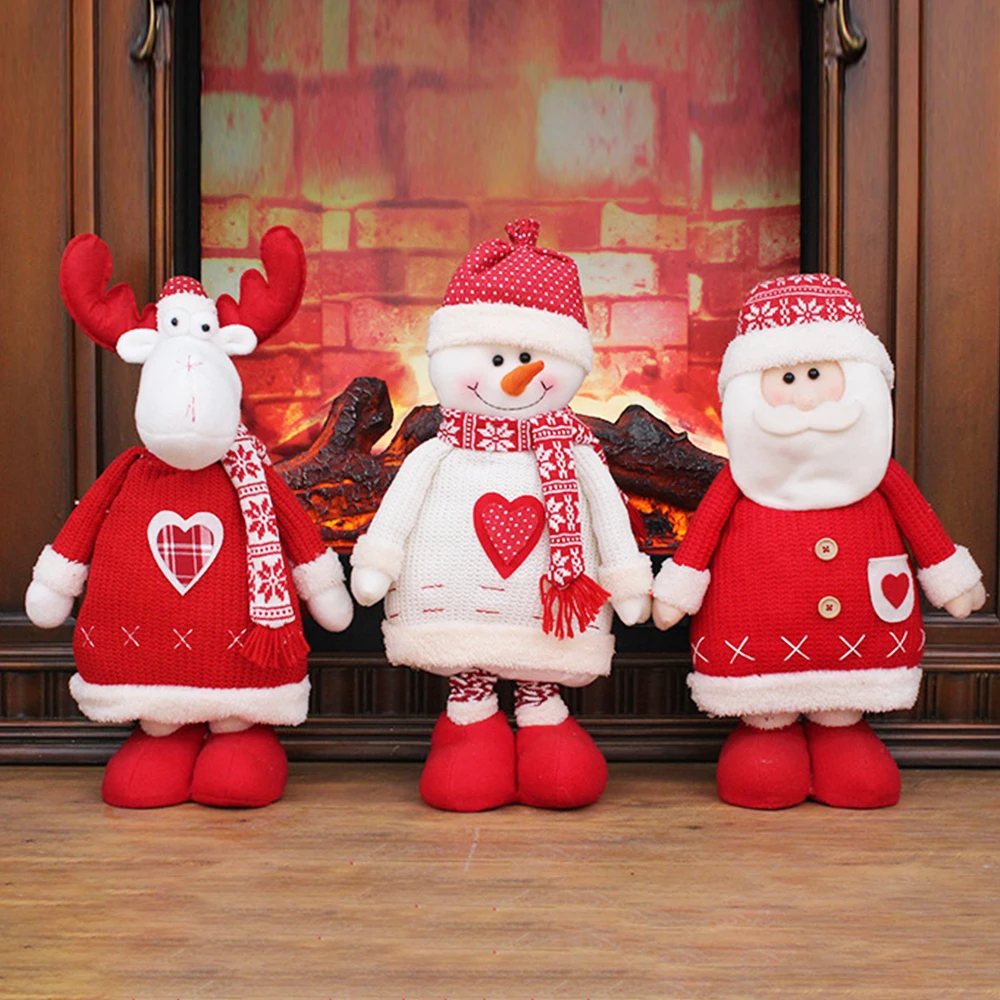 Голям Размер На Коледни Кукли Разтегателен Дядо Коледа, Снежен Човек Лосове Играчки, Коледни Фигурки Коледен Подарък За Едно Дете Червен Коледен Коледа Орнамент Изображение 0