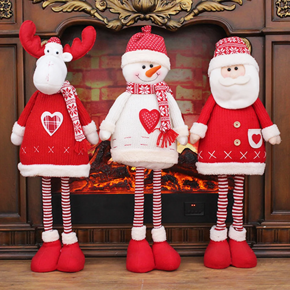 Голям Размер На Коледни Кукли Разтегателен Дядо Коледа, Снежен Човек Лосове Играчки, Коледни Фигурки Коледен Подарък За Едно Дете Червен Коледен Коледа Орнамент Изображение 2