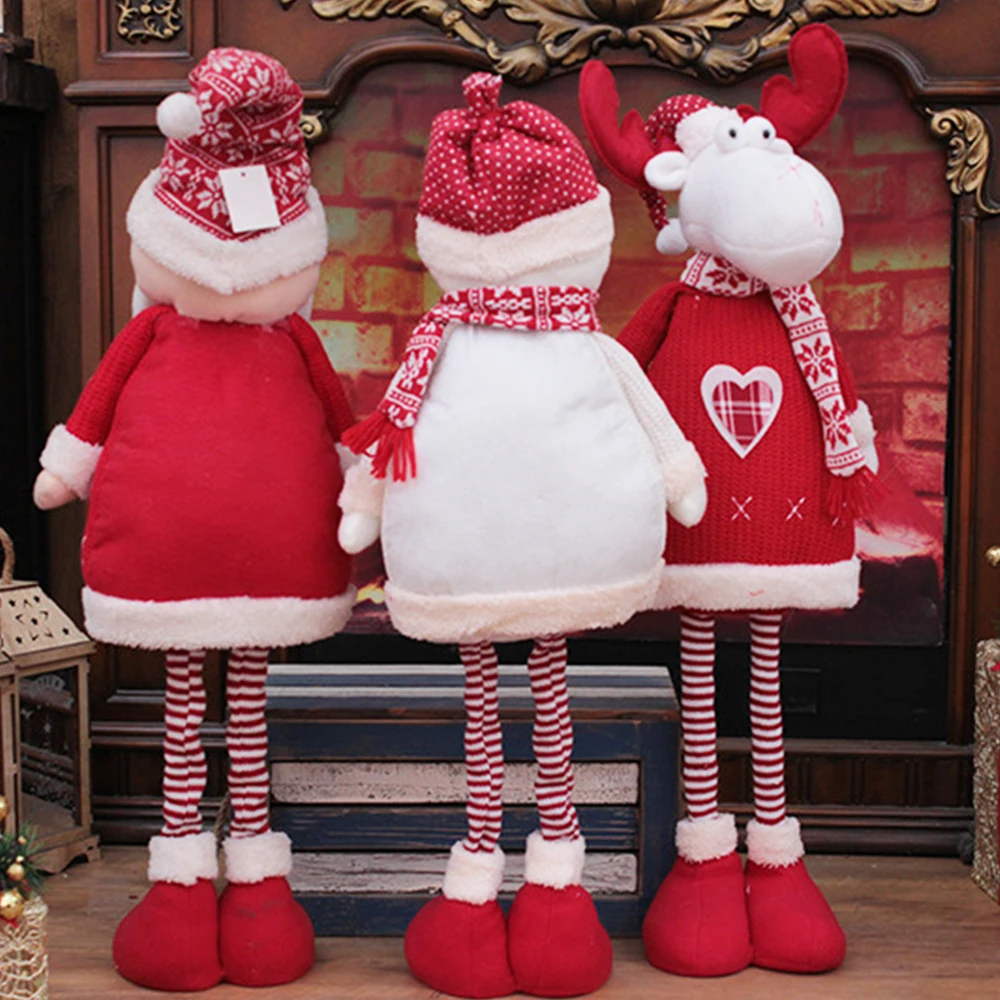 Голям Размер На Коледни Кукли Разтегателен Дядо Коледа, Снежен Човек Лосове Играчки, Коледни Фигурки Коледен Подарък За Едно Дете Червен Коледен Коледа Орнамент Изображение 3